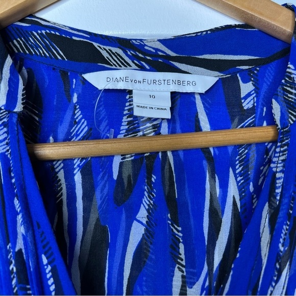 DVF Kourtni Fierce stripe silk chiffon tunic dress Size 10 - Picture 4 of 14